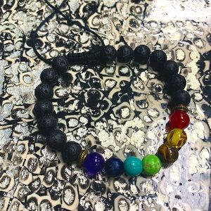 Adjustable Lava Stone Chakra Essential Oil Diffusing Bracelet